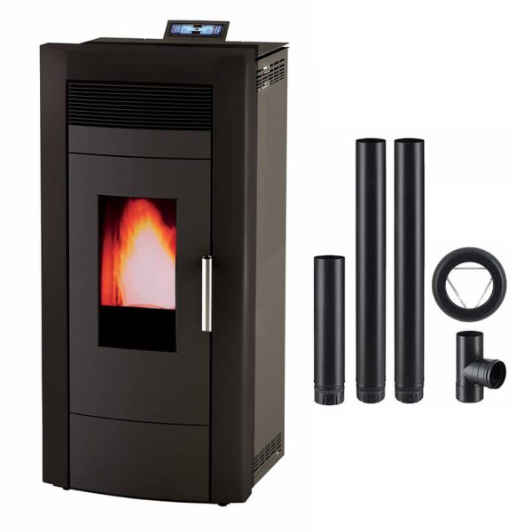 Pacote de fogão a pellets Hydro Baracuda Commo + tubos de escape Poujoulat 15kW – Lenha